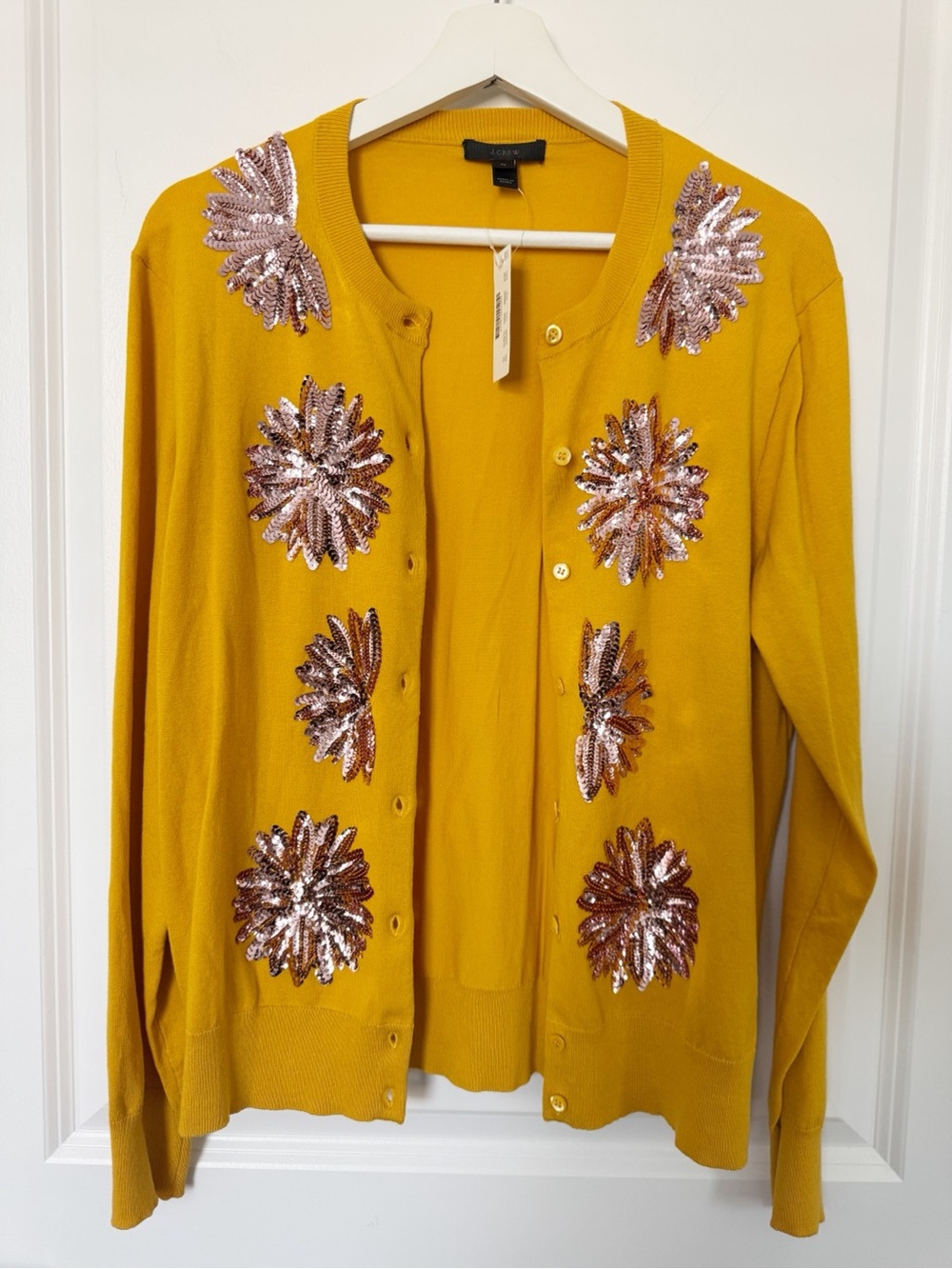J. Crew Sequin Flower Jackie Cardigan Sweater XL NWT - Picture 3 of 8